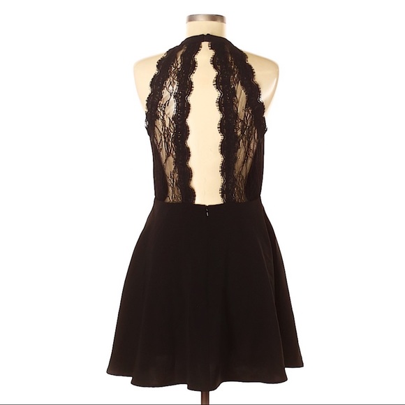 NBD Black Keyhole Halter Dress with Lace Back - Picture 2 of 5